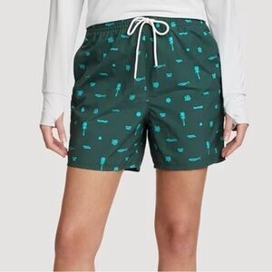 Eddie Bauer Women's Tidal High-Rise Shorts NWT Large Green with Prints